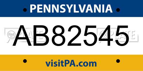 AB82545 Pennsylvania License Plate