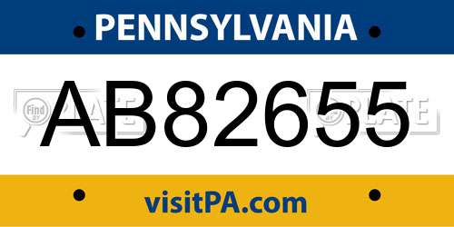 AB82655 Pennsylvania License Plate