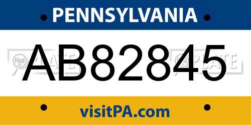 AB82845 Pennsylvania License Plate