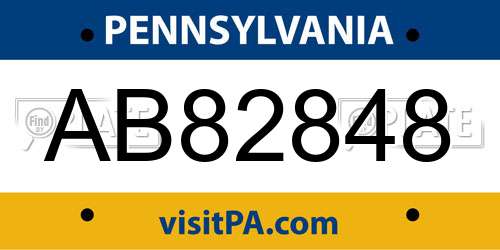 AB82848 Pennsylvania License Plate