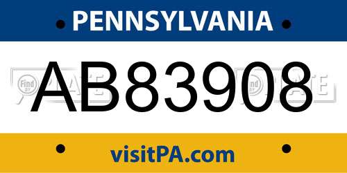 AB83908 Pennsylvania License Plate