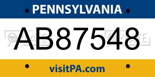 AB87548 Pennsylvania License Plate