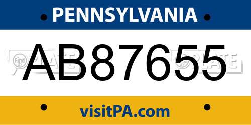 AB87655 Pennsylvania License Plate