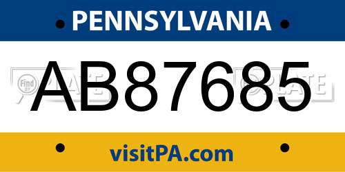 AB87685 Pennsylvania License Plate