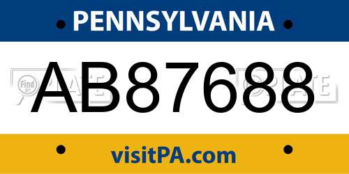 AB87688 Pennsylvania License Plate