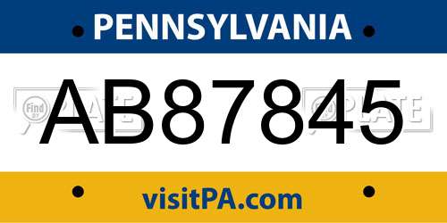 AB87845 Pennsylvania License Plate