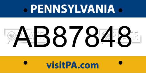 AB87848 Pennsylvania License Plate