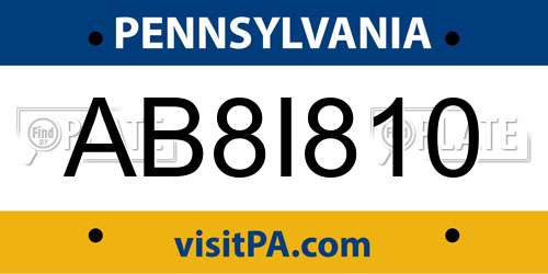 AB8I810 Pennsylvania License Plate