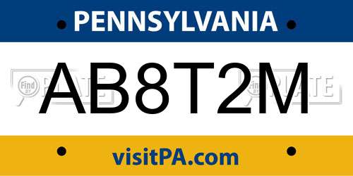 AB8T2M Pennsylvania License Plate