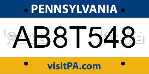 AB8T548 Pennsylvania License Plate