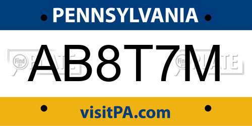 AB8T7M Pennsylvania License Plate