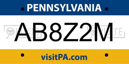 AB8Z2M Pennsylvania License Plate