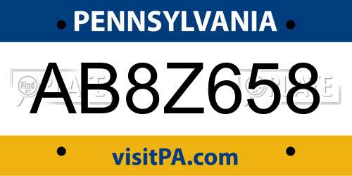 AB8Z658 Pennsylvania License Plate