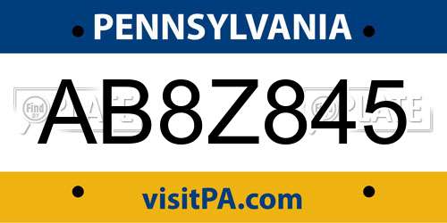 AB8Z845 Pennsylvania License Plate