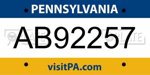 AB92257 Pennsylvania License Plate