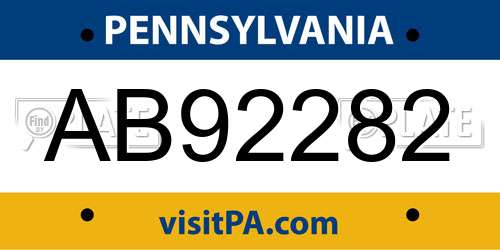 AB92282 Pennsylvania License Plate