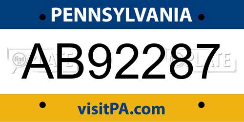 AB92287 Pennsylvania License Plate