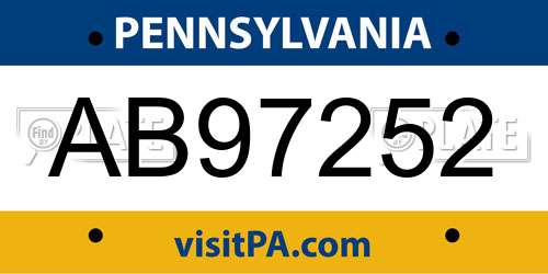AB97252 Pennsylvania License Plate