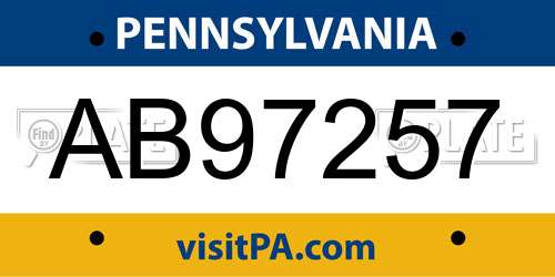 AB97257 Pennsylvania License Plate