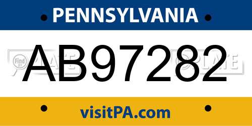 AB97282 Pennsylvania License Plate