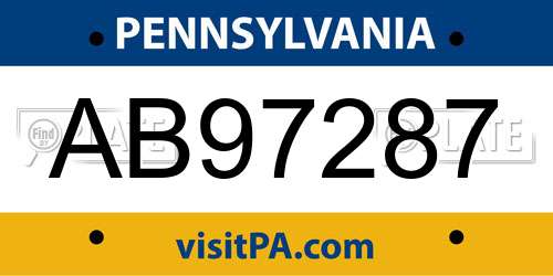 AB97287 Pennsylvania License Plate