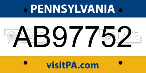 AB97752 Pennsylvania License Plate