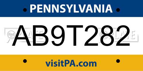 AB9T282 Pennsylvania License Plate