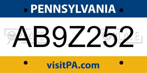 AB9Z252 Pennsylvania License Plate