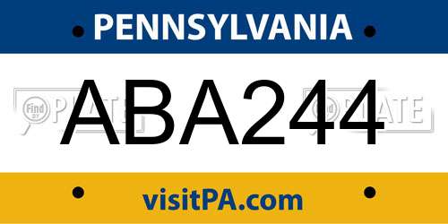 ABA244 Pennsylvania License Plate