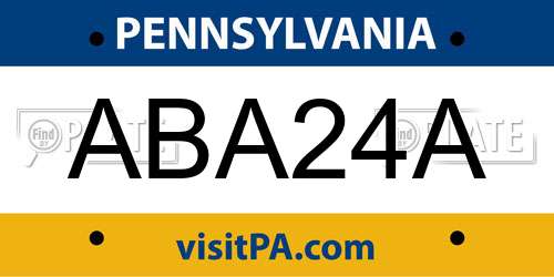 ABA24A Pennsylvania License Plate