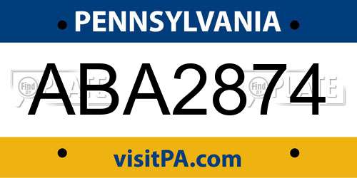 ABA2874 Pennsylvania License Plate