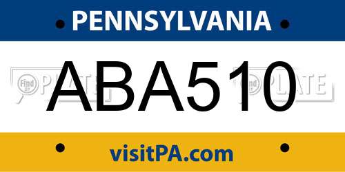 ABA510 Pennsylvania License Plate