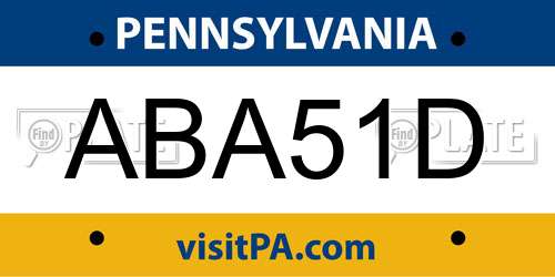 ABA51D Pennsylvania License Plate