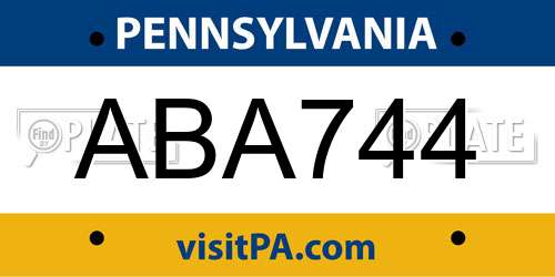 ABA744 Pennsylvania License Plate
