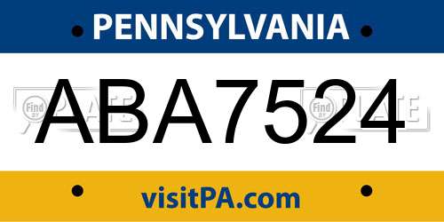 ABA7524 Pennsylvania License Plate