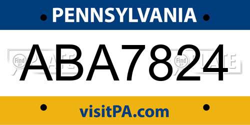 ABA7824 Pennsylvania License Plate