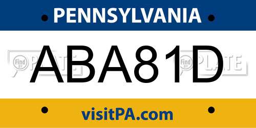 ABA81D Pennsylvania License Plate