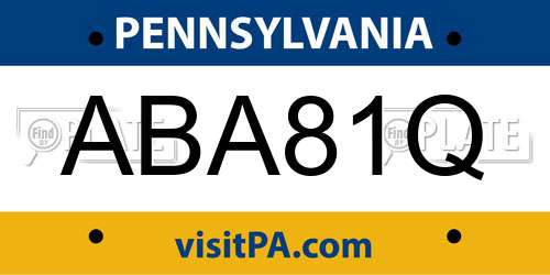 ABA81Q Pennsylvania License Plate