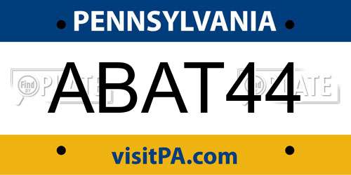 ABAT44 Pennsylvania License Plate