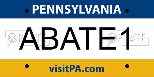 ABATE1 Pennsylvania License Plate