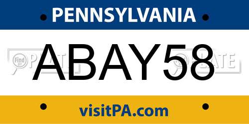 ABAY58 Pennsylvania License Plate
