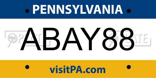 ABAY88 Pennsylvania License Plate
