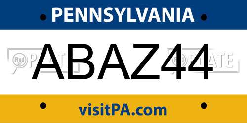 ABAZ44 Pennsylvania License Plate