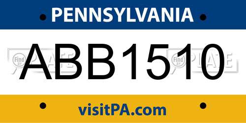 ABB1510 Pennsylvania License Plate