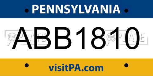 ABB1810 Pennsylvania License Plate