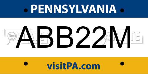 ABB22M Pennsylvania License Plate