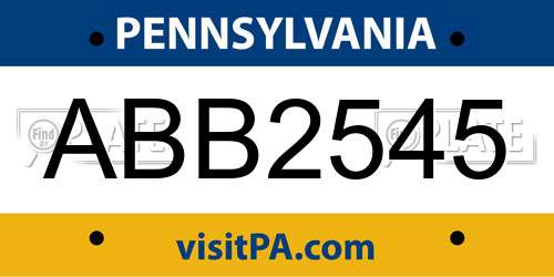 ABB2545 Pennsylvania License Plate