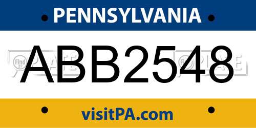 ABB2548 Pennsylvania License Plate