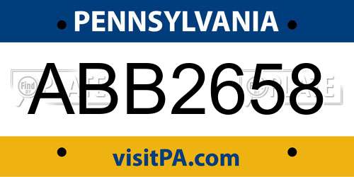 ABB2658 Pennsylvania License Plate