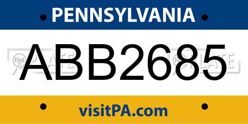ABB2685 Pennsylvania License Plate